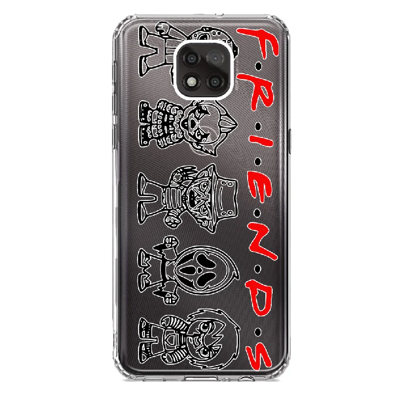 For Motorola Moto G Power 2021 Cute Halloween Spooky Horror Scary Characters Friends Design Hybrid Protective Phone Case Cover