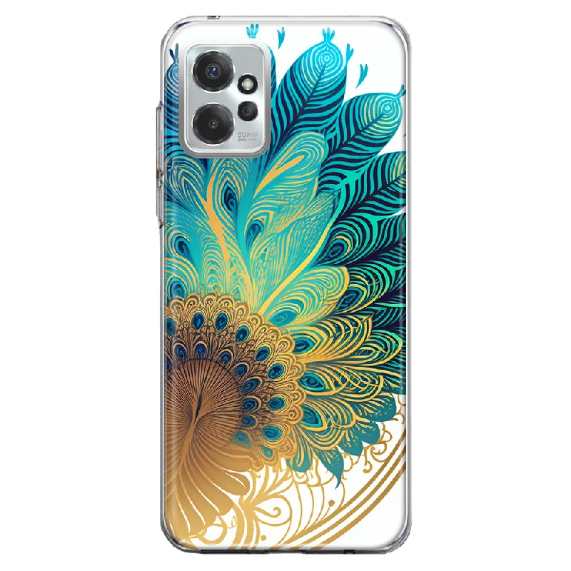 For Motorola Moto G Power 5G 2023 Mandala Geometry Abstract Peacock Feather Pattern Design Hybrid Protective Phone Case Cover