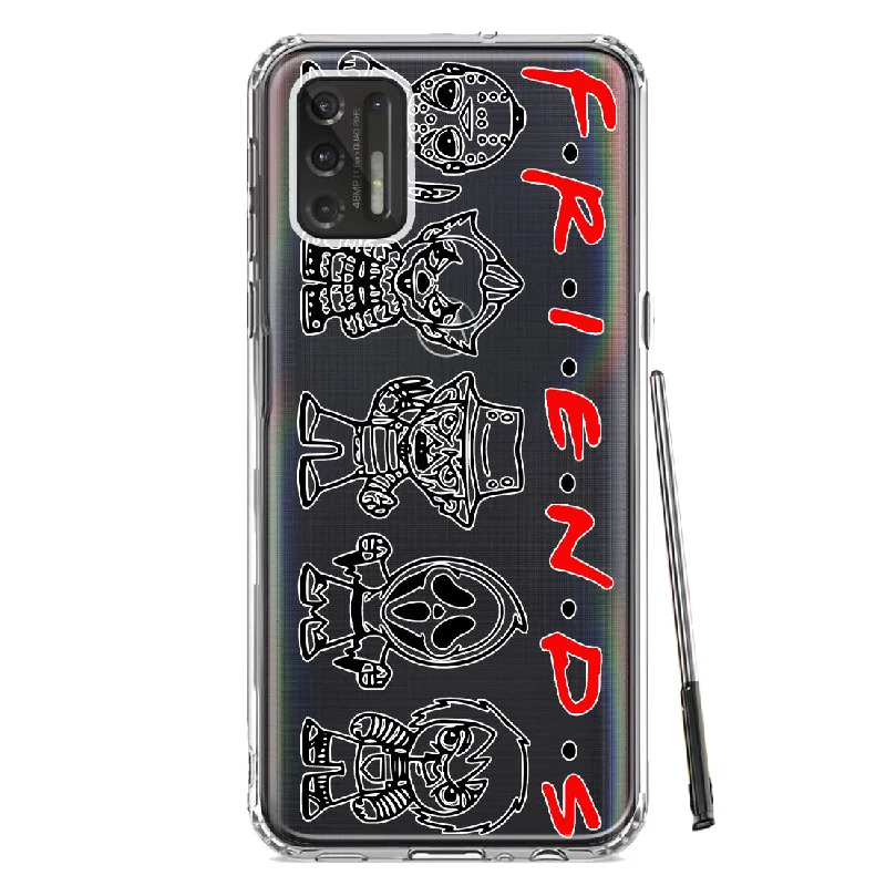 For Motorola Moto G Stylus 2021 Cute Halloween Spooky Horror Scary Characters Friends Design Hybrid Protective Phone Case Cover