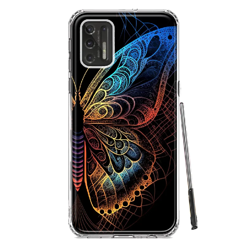 For Motorola Moto G Stylus 2021 Mandala Geometry Abstract Butterfly Pattern Design Hybrid Protective Phone Case Cover