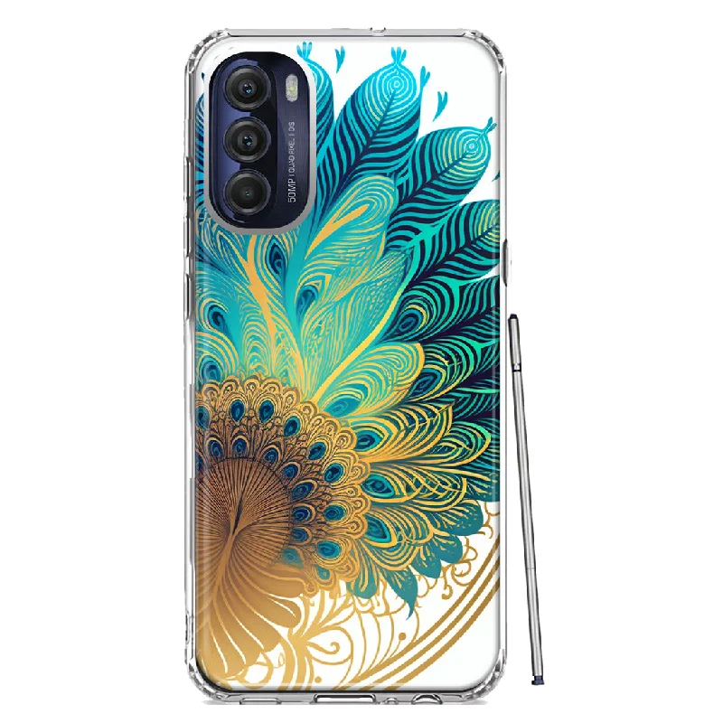 For Motorola Moto G Stylus 4G 2022 Mandala Geometry Abstract Peacock Feather Pattern Design Hybrid Protective Phone Case Cover