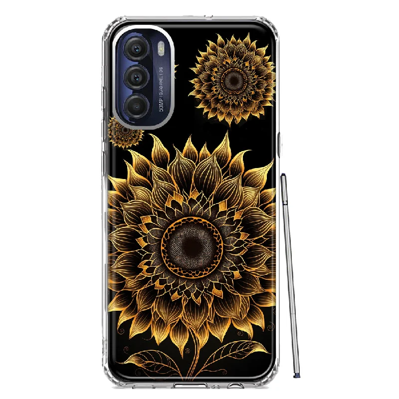 For Motorola Moto G Stylus 4G 2022 Mandala Geometry Abstract Sunflowers Pattern Design Hybrid Protective Phone Case Cover