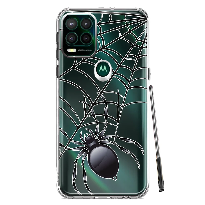 For Motorola Moto G Stylus 5G Creepy Black Spider Web Halloween Horror Spooky Design Hybrid Protective Phone Case Cover