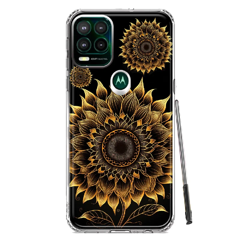 For Motorola Moto G Stylus 5G Mandala Geometry Abstract Sunflowers Pattern Design Hybrid Protective Phone Case Cover