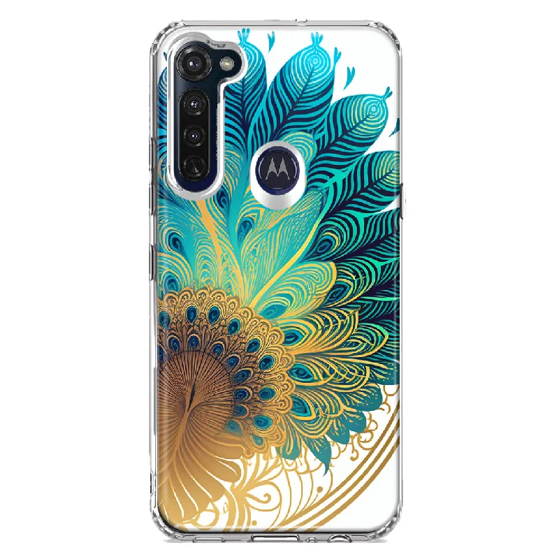 For Motorola Moto G Stylus Mandala Geometry Abstract Peacock Feather Pattern Design Hybrid Protective Phone Case Cover