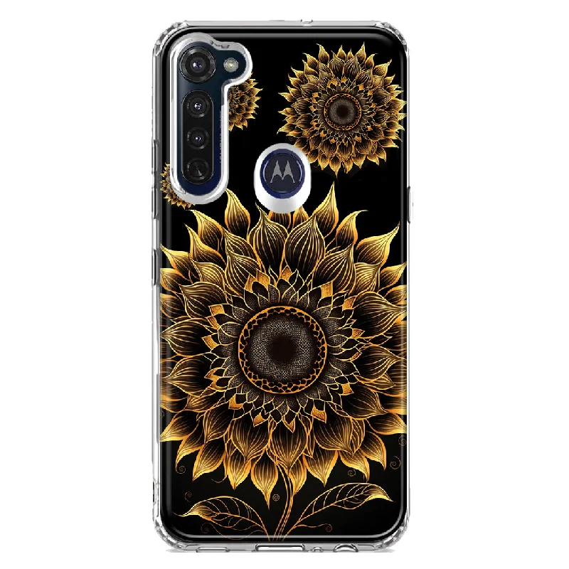 For Motorola Moto G Stylus Mandala Geometry Abstract Sunflowers Pattern Design Hybrid Protective Phone Case Cover