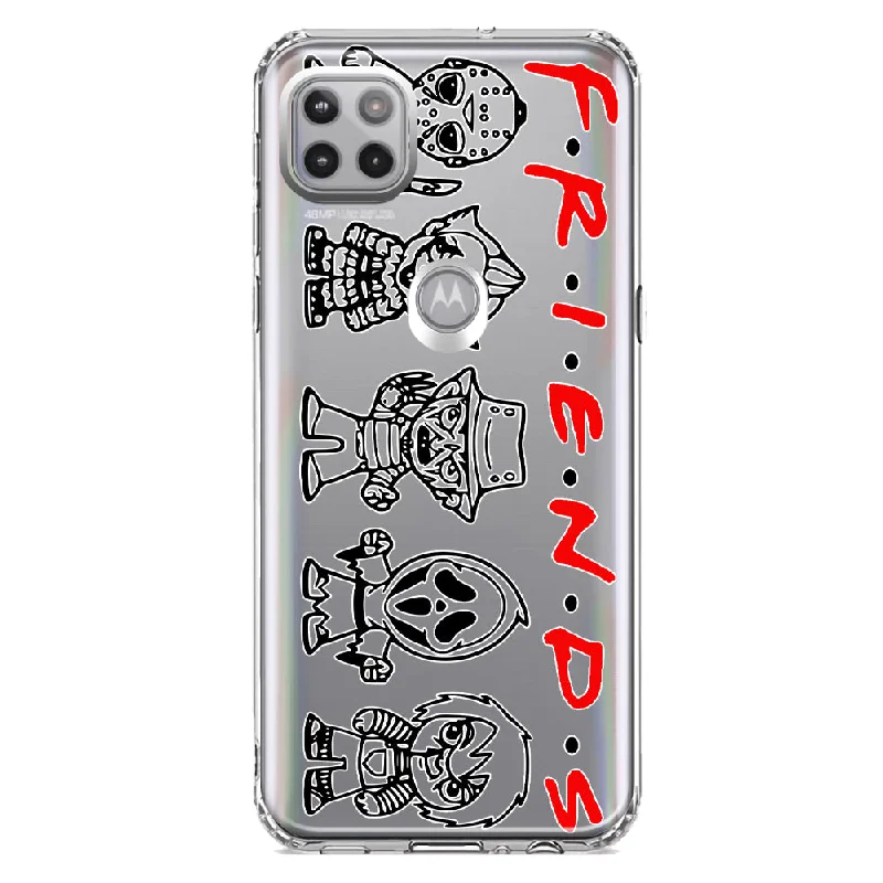 For Motorola One 5G Ace Cute Halloween Spooky Horror Scary Characters Friends Design Hybrid Protective Phone Case Cover