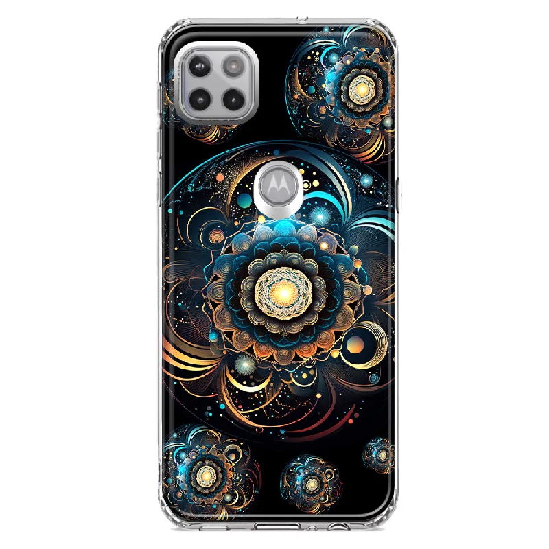 For Motorola One 5G Ace Mandala Geometry Abstract Multiverse Pattern Design Hybrid Protective Phone Case Cover