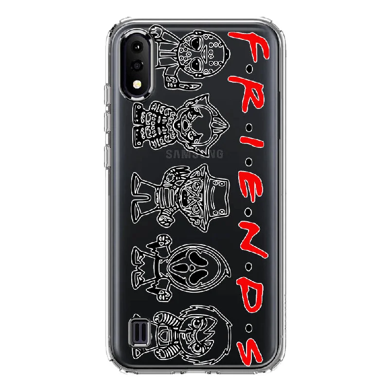 For Samsung Galaxy A01 Cute Halloween Spooky Horror Scary Characters Friends Design Hybrid Protective Phone Case Cover