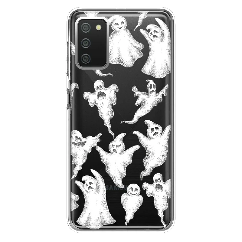 For Samsung Galaxy A02S Cute Halloween Spooky Floating Ghosts Horror Scary Design Hybrid Protective Phone Case Cover