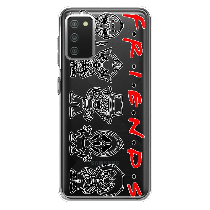 For Samsung Galaxy A02S Cute Halloween Spooky Horror Scary Characters Friends Design Hybrid Protective Phone Case Cover