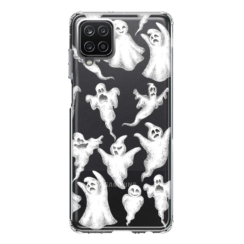 For Samsung Galaxy A12 Cute Halloween Spooky Floating Ghosts Horror Scary Design Hybrid Protective Phone Case Cover