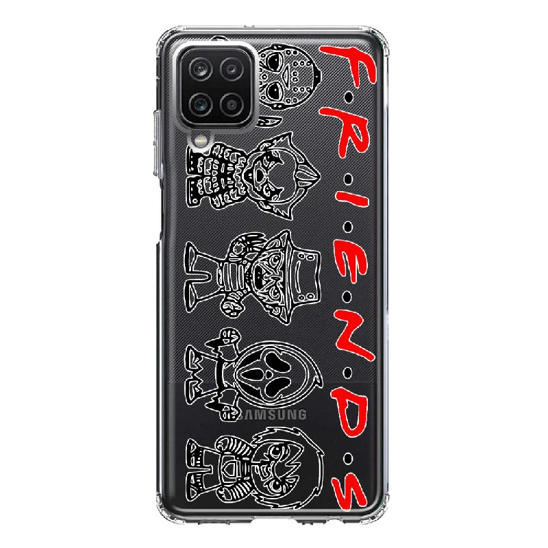 For Samsung Galaxy A12 Cute Halloween Spooky Horror Scary Characters Friends Design Hybrid Protective Phone Case Cover