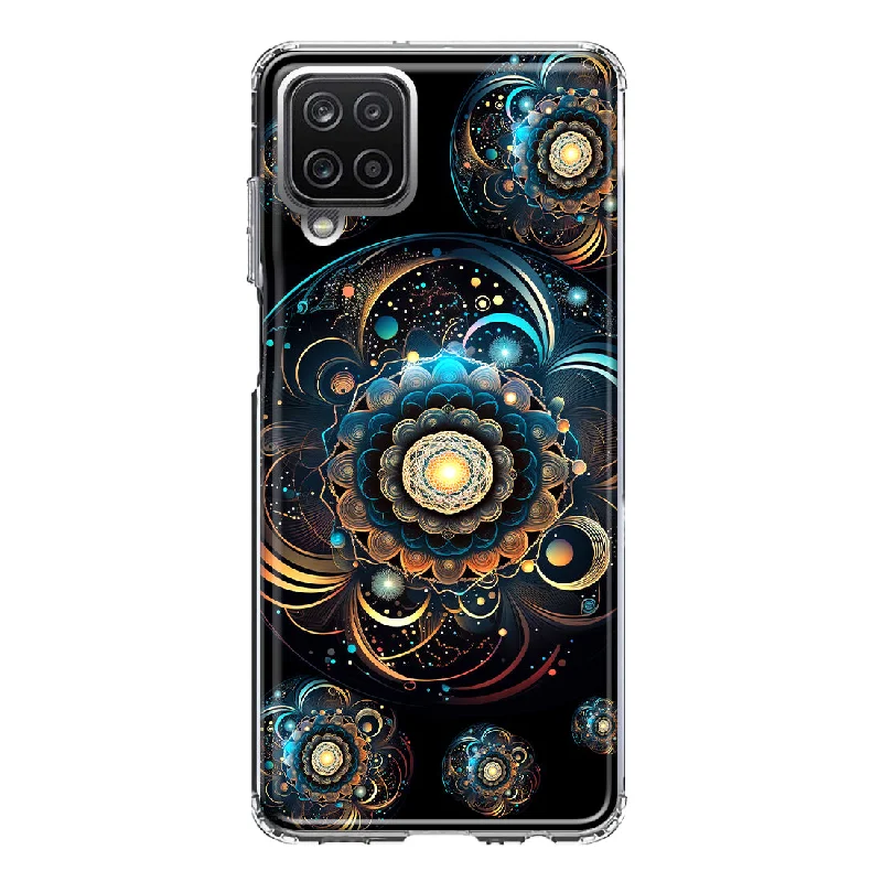 For Samsung Galaxy A12 Mandala Geometry Abstract Multiverse Pattern Design Hybrid Protective Phone Case Cover