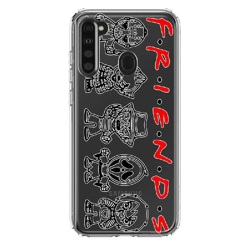 For Samsung Galaxy A21 Cute Halloween Spooky Horror Scary Characters Friends Design Hybrid Protective Phone Case Cover