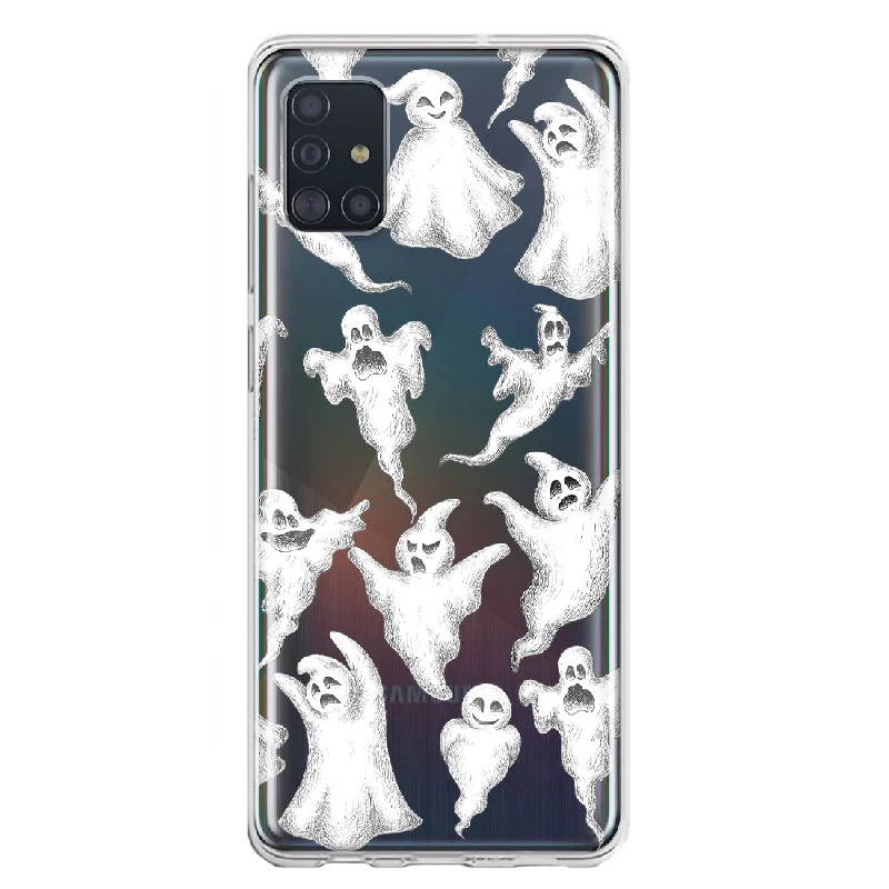 For Samsung Galaxy A51 Cute Halloween Spooky Floating Ghosts Horror Scary Design Hybrid Protective Phone Case Cover