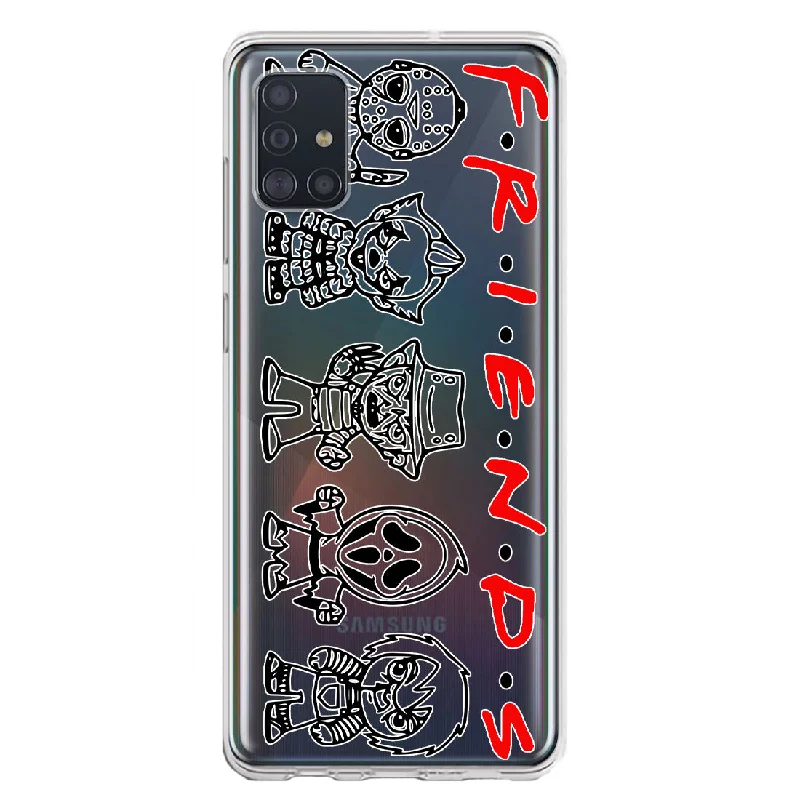 For Samsung Galaxy A51 Cute Halloween Spooky Horror Scary Characters Friends Design Hybrid Protective Phone Case Cover