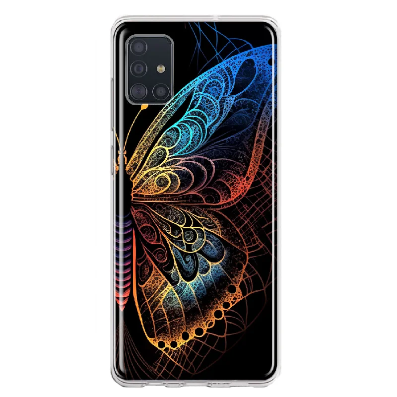 For Samsung Galaxy A51 Mandala Geometry Abstract Butterfly Pattern Design Hybrid Protective Phone Case Cover