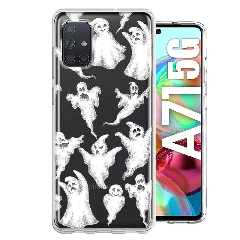 For Samsung Galaxy A71 4G Cute Halloween Spooky Floating Ghosts Horror Scary Design Hybrid Protective Phone Case Cover