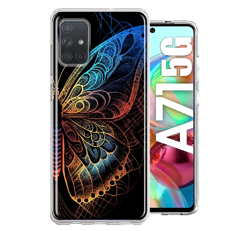 For Samsung Galaxy A71 4G Mandala Geometry Abstract Butterfly Pattern Design Hybrid Protective Phone Case Cover