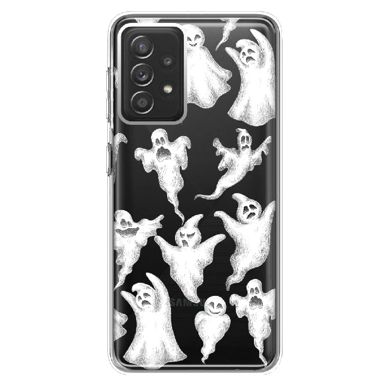 For Samsung Galaxy A72 Cute Halloween Spooky Floating Ghosts Horror Scary Design Hybrid Protective Phone Case Cover