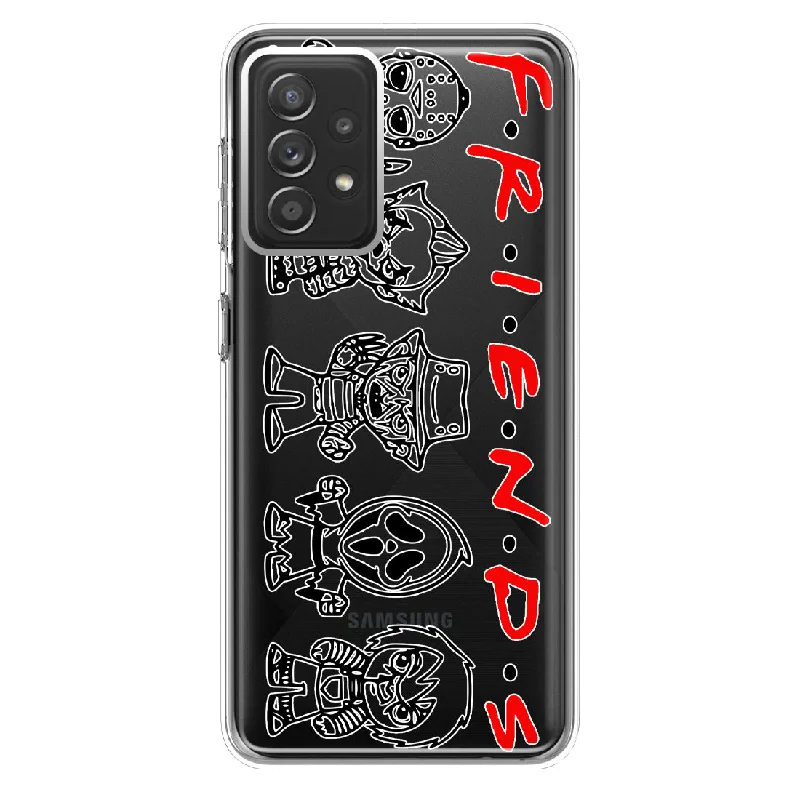 For Samsung Galaxy A72 Cute Halloween Spooky Horror Scary Characters Friends Design Hybrid Protective Phone Case Cover