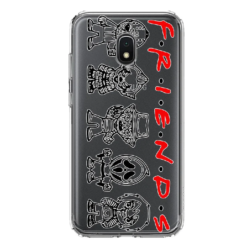 For Samsung Galaxy J3 Express/Prime 3/Amp Prime 3 Cute Halloween Spooky Horror Scary Characters Friends Design Hybrid Protective Phone Case Cover