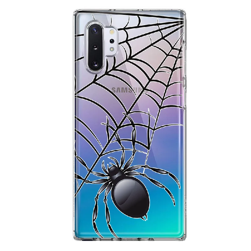 For Samsung Galaxy Note 10 Creepy Black Spider Web Halloween Horror Spooky Design Hybrid Protective Phone Case Cover