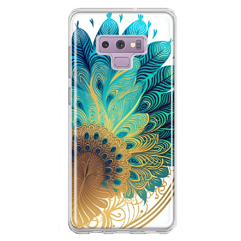 For Samsung Galaxy Note 9 Mandala Geometry Abstract Peacock Feather Pattern Design Hybrid Protective Phone Case Cover