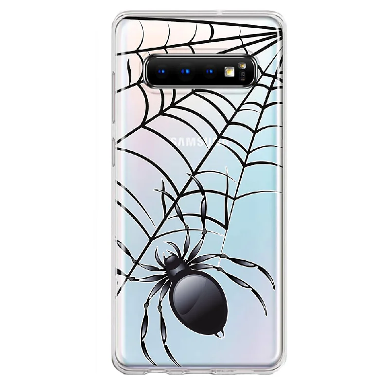 For Samsung Galaxy S10 Creepy Black Spider Web Halloween Horror Spooky Design Hybrid Protective Phone Case Cover