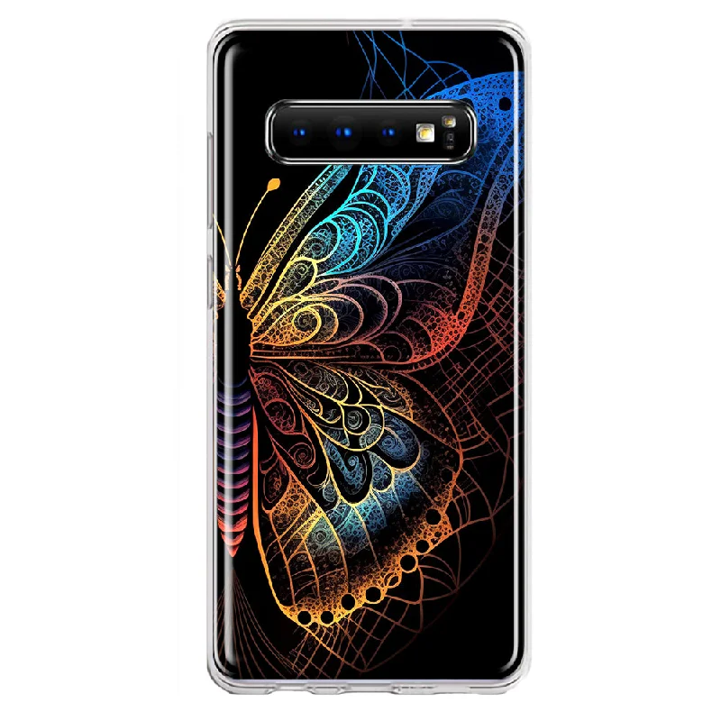 For Samsung Galaxy S10 Mandala Geometry Abstract Butterfly Pattern Design Hybrid Protective Phone Case Cover