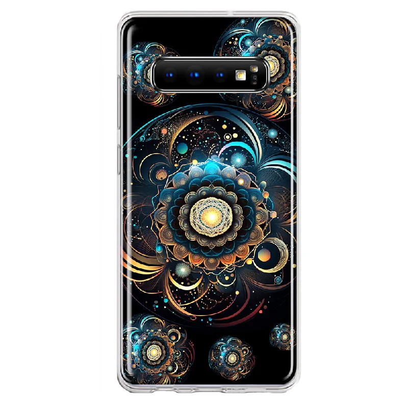 For Samsung Galaxy S10 Mandala Geometry Abstract Multiverse Pattern Design Hybrid Protective Phone Case Cover