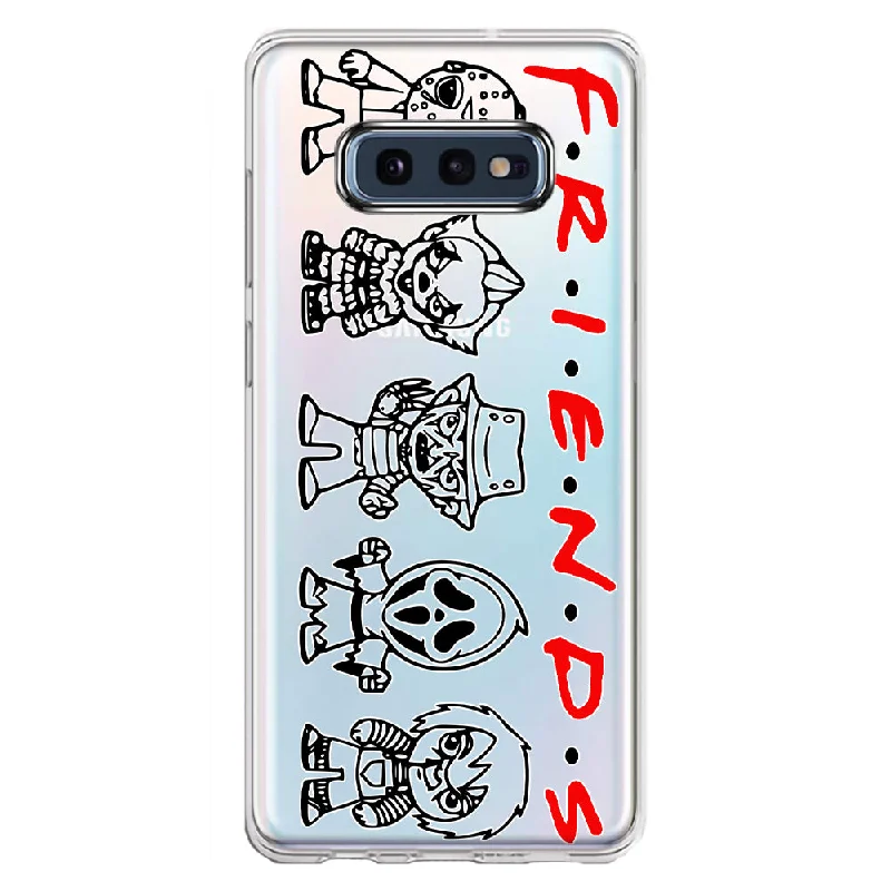 For Samsung Galaxy S10e Cute Halloween Spooky Horror Scary Characters Friends Design Hybrid Protective Phone Case Cover