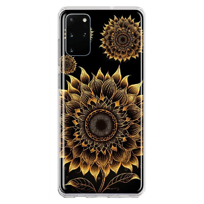 For Samsung Galaxy S20 Plus Mandala Geometry Abstract Sunflowers Pattern Design Hybrid Protective Phone Case Cover