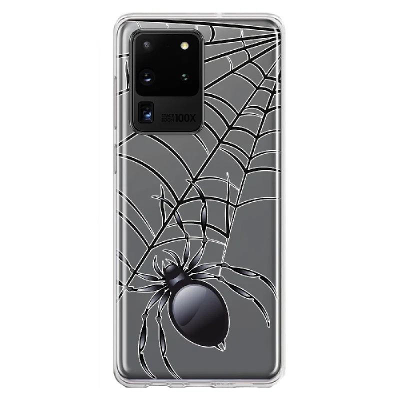 For Samsung Galaxy S20 Ultra Creepy Black Spider Web Halloween Horror Spooky Design Hybrid Protective Phone Case Cover