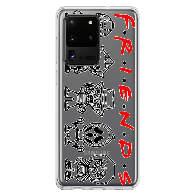 For Samsung Galaxy S20 Ultra Cute Halloween Spooky Horror Scary Characters Friends Design Hybrid Protective Phone Case Cover