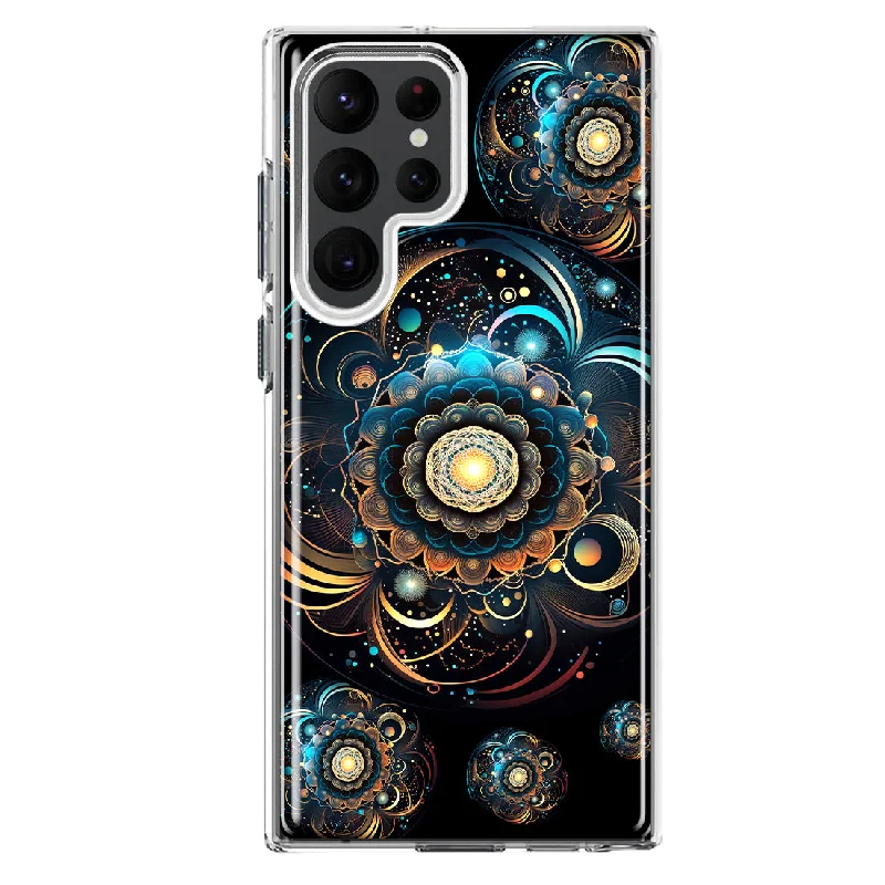 For Samsung Galaxy S22 Ultra Mandala Geometry Abstract Multiverse Pattern Design Hybrid Protective Phone Case Cover