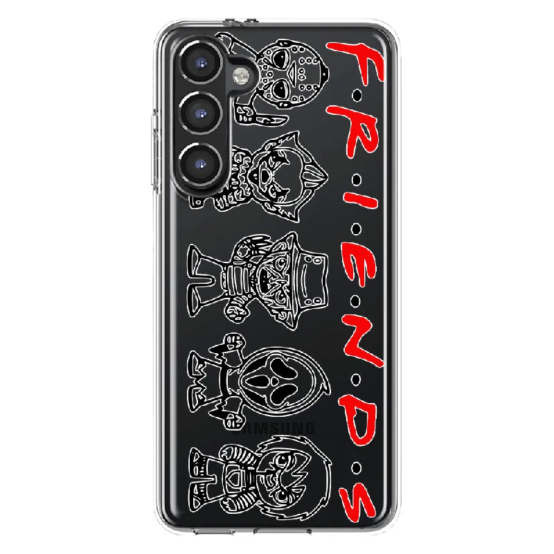 For Samsung Galaxy S23 Cute Halloween Spooky Horror Scary Characters Friends Design Hybrid Protective Phone Case Cover