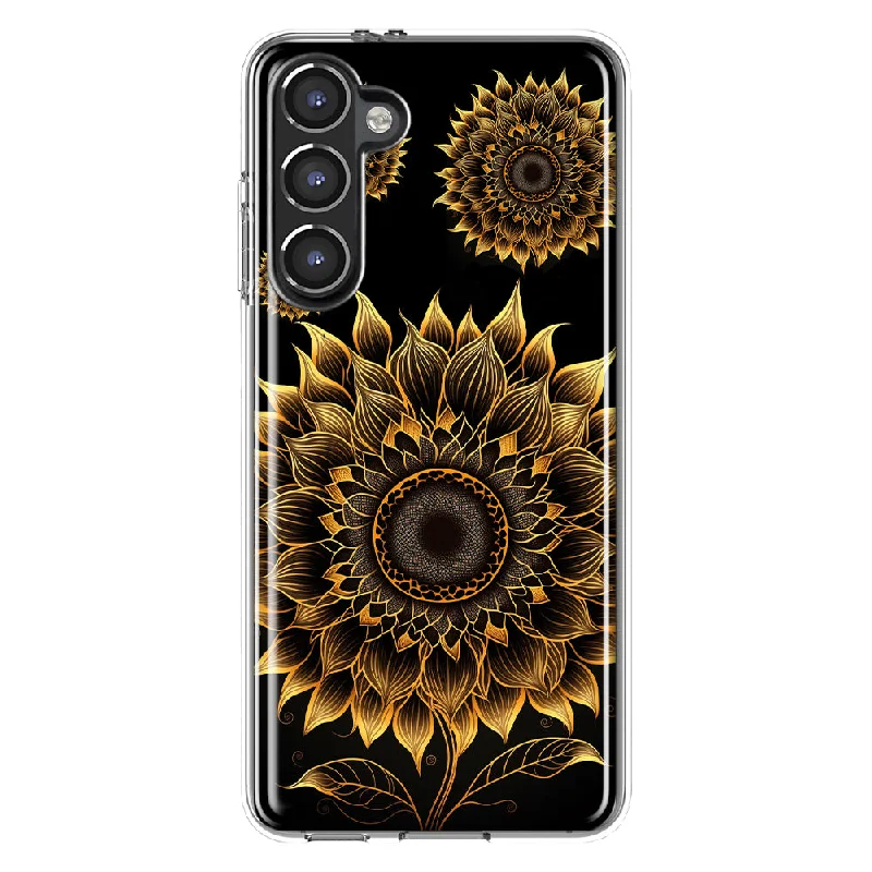 For Samsung Galaxy S23 Plus Mandala Geometry Abstract Sunflowers Pattern Design Hybrid Protective Phone Case Cover