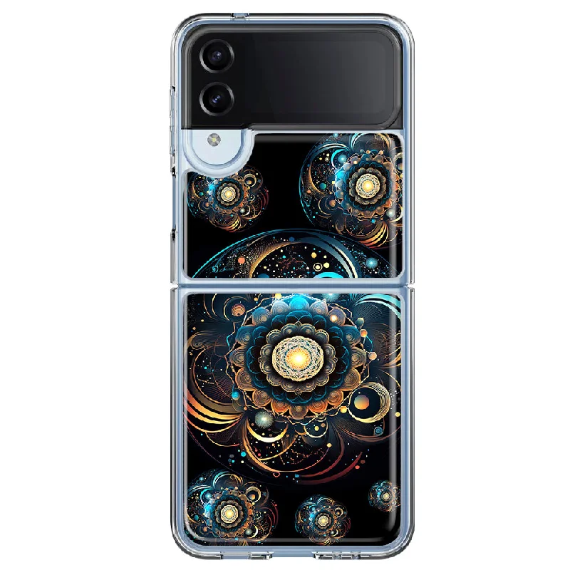 For Samsung Galaxy Z Flip 4 Mandala Geometry Abstract Multiverse Pattern Design Hybrid Protective Phone Case Cover