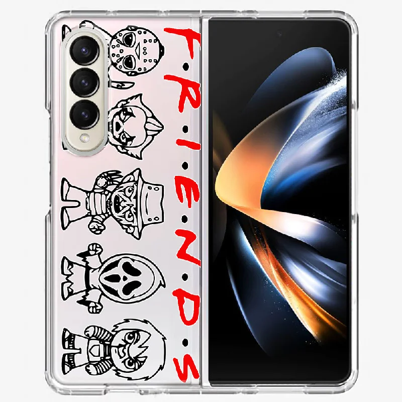 For Samsung Galaxy Z Fold 4 Cute Halloween Spooky Horror Scary Characters Friends Design Hybrid Protective Phone Case Cover