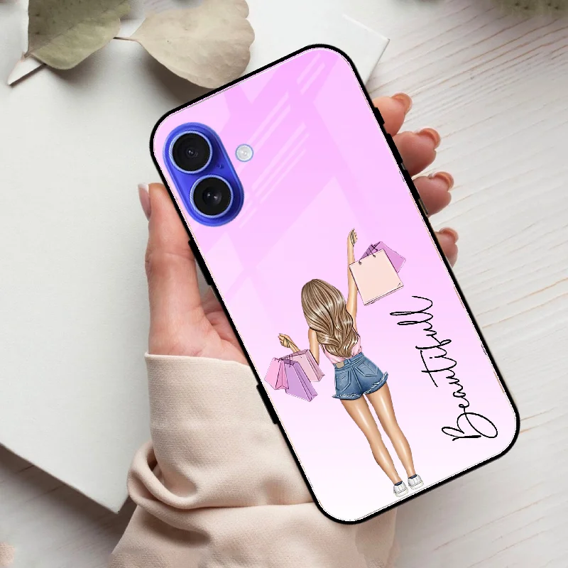 Girl With Bag Glass Case Cover For iPhone