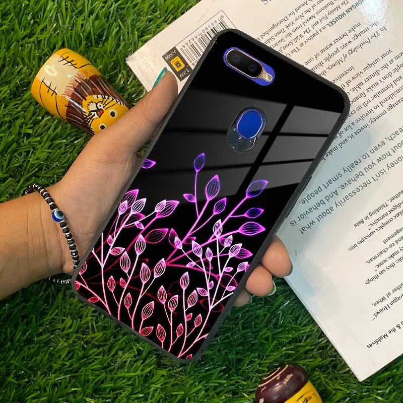 Multicolor Flower Print Glass Case Cover For Oppo