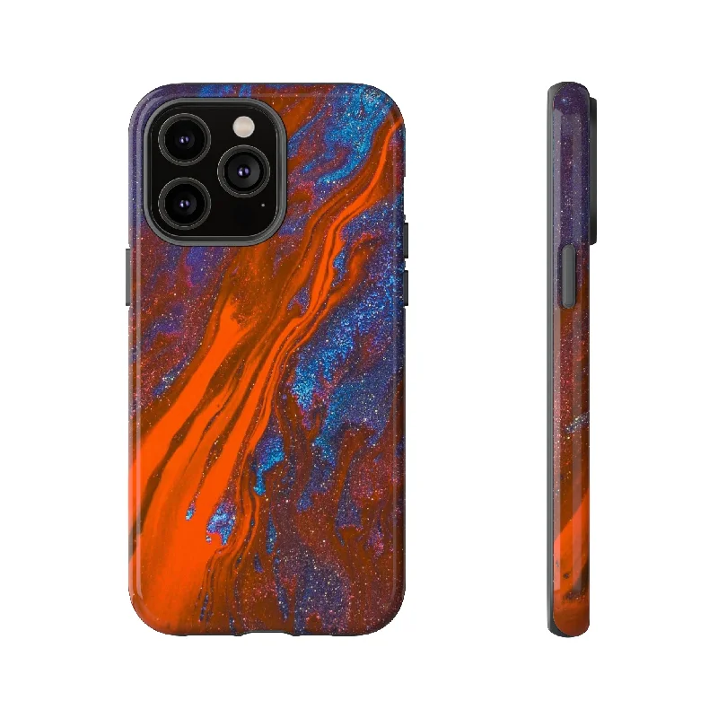 Orange Spikes Ink Art - Protective Phone Case