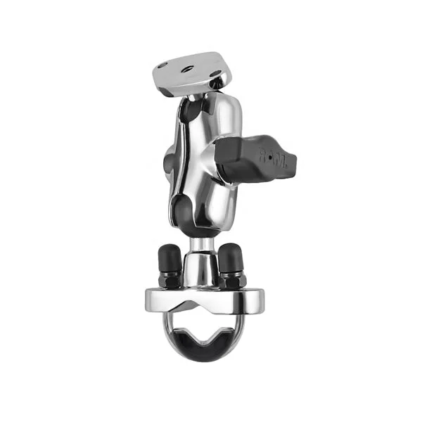 RAM Chrome Rail Mount with Short Double Socket Arm & Stainless Steel U-Bolt Base (RAM-B-149CH-LO4)