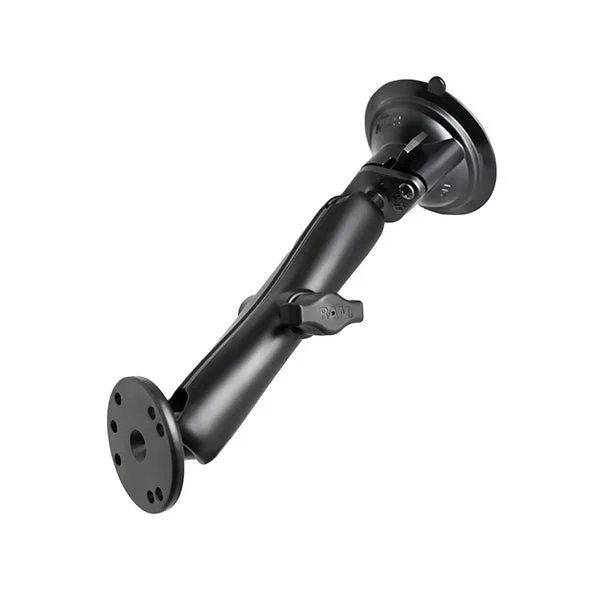 RAM Twist-Lock™ Suction Mount with Double Socket Arm and Round Base w/ AMPs hole (RAM-B-166-C-202U)