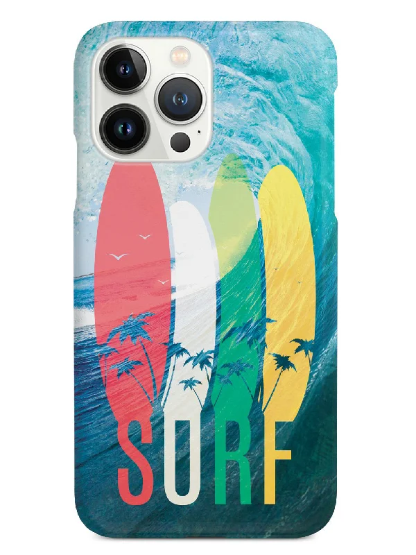 SURF - Tropical Typography - Ocean Wave - White Case